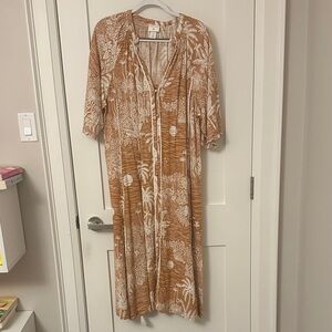 H&M Brown and Cream Floral Midi Dress